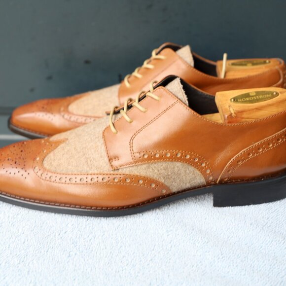 Paul Fredrick 8.5-M Cognac Spectator Oxford Mens Dress Shoes - Picture 10 of 14